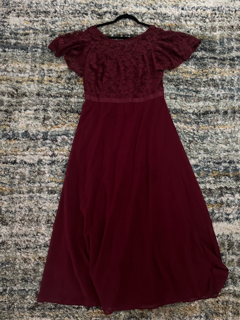 Dresstells Women's Burgundy Lace Bodice Dress